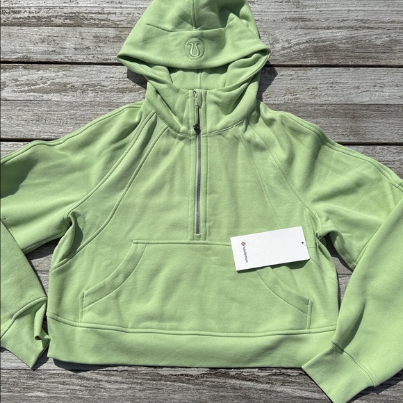 lululemon athletica Tops - Lululemon Scuba Oversized Half-Zip Hoodie Lemongrass‎ green XS/S NWT
